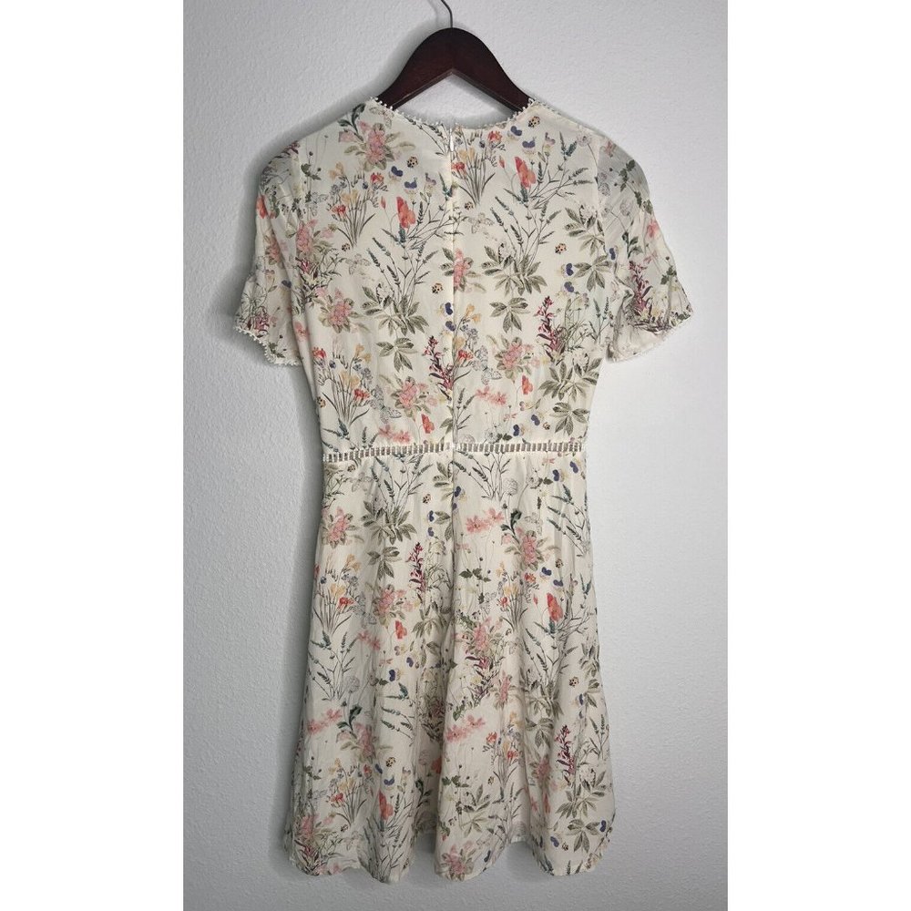 The Kooples Floral Mini Silk Dress White (Size XXS) - Picture 3 of 5